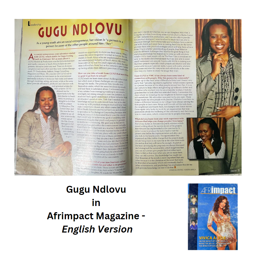 Gugu Ndlovu in Afrimpact Magazine - English Version